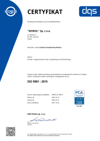 Certyfikat ISO - 9001